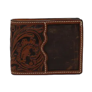 3D Men's Acorn & Floral Tooled Brown Bifold Wallet D250001802