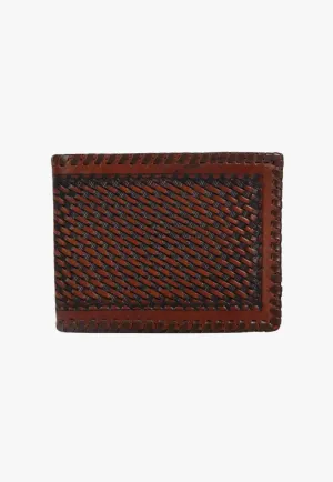 3D Mens Basket Weave Bifold Wallet