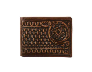 3D Men's Bifold Floral Basketweave Wallet