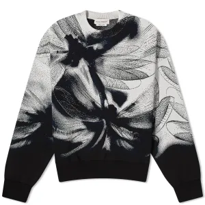 Alexander Mcqueen Jacquard Dragonfly Crew Neck Jumper, Black, Navy & Ivory