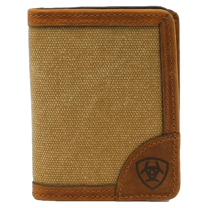 Ariat Brown Canvas Bi-fold with Flipcase Wallet A3541844