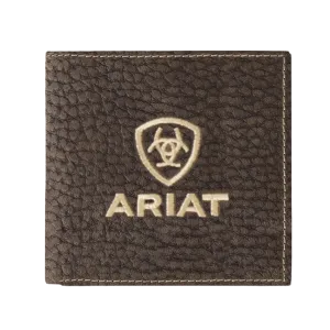 Ariat M&F Men's Brown Bull Hide Bifold Embroidered Wallet