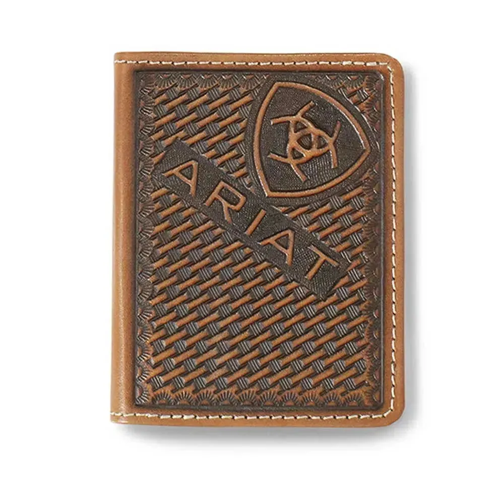 Ariat Sunburst Basketweave (Brown) - Men's Bifold Wallet