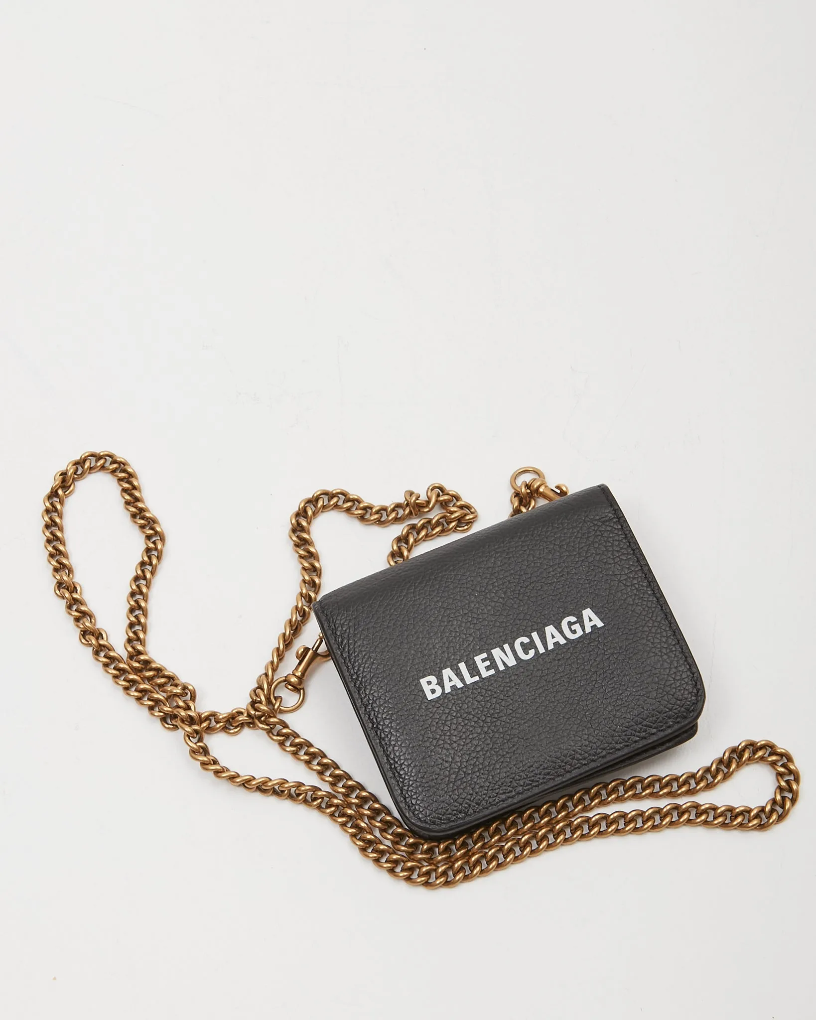 Balenciaga Black Leather Mini Cash Wallet On Chain