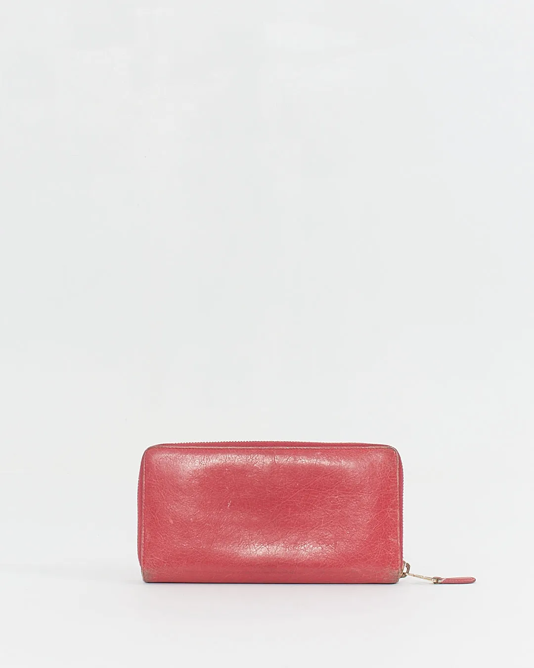 Balenciaga Fuchsia Leather Motocross Classic Continental Wallet