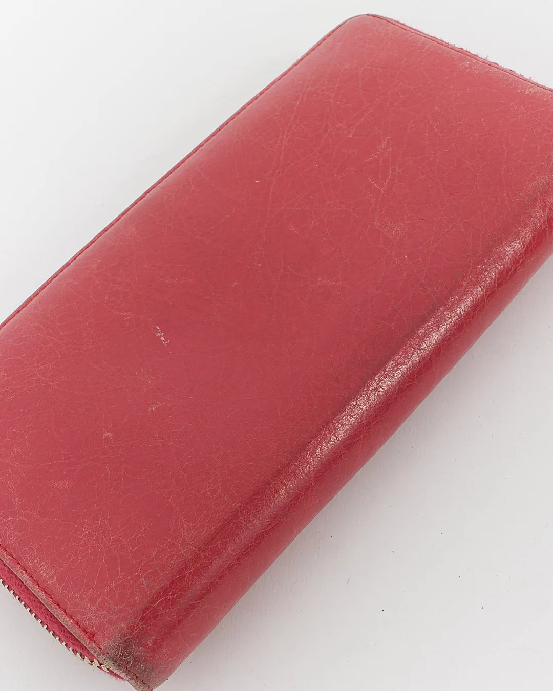 Balenciaga Fuchsia Leather Motocross Classic Continental Wallet