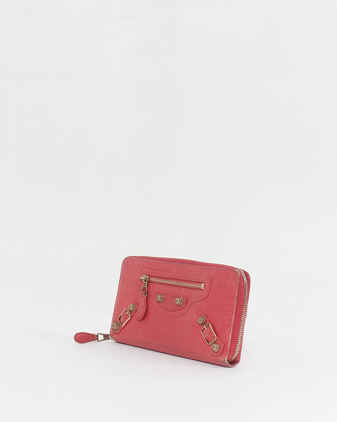 Balenciaga Fuchsia Leather Motocross Classic Continental Wallet