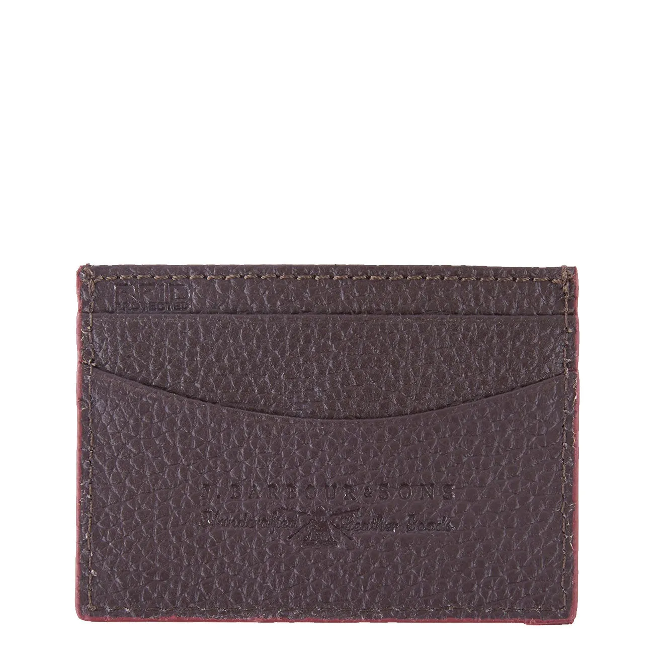 Barbour Grain Leather Card Holder Dk Brown