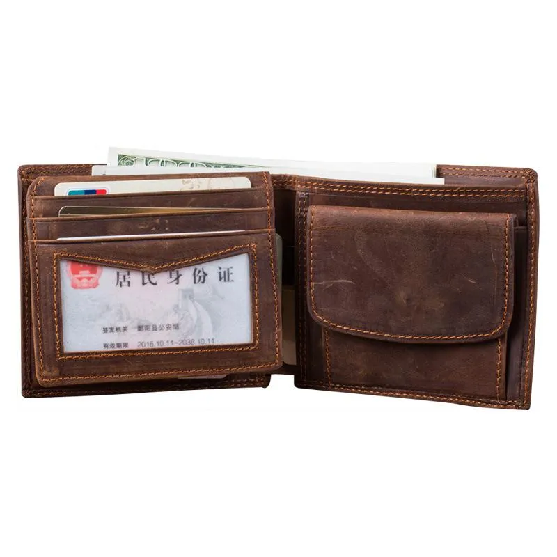 Bifold Leather Mens Large Wallet Small Wallet billfold Wallet Driver's License Wallet for Men