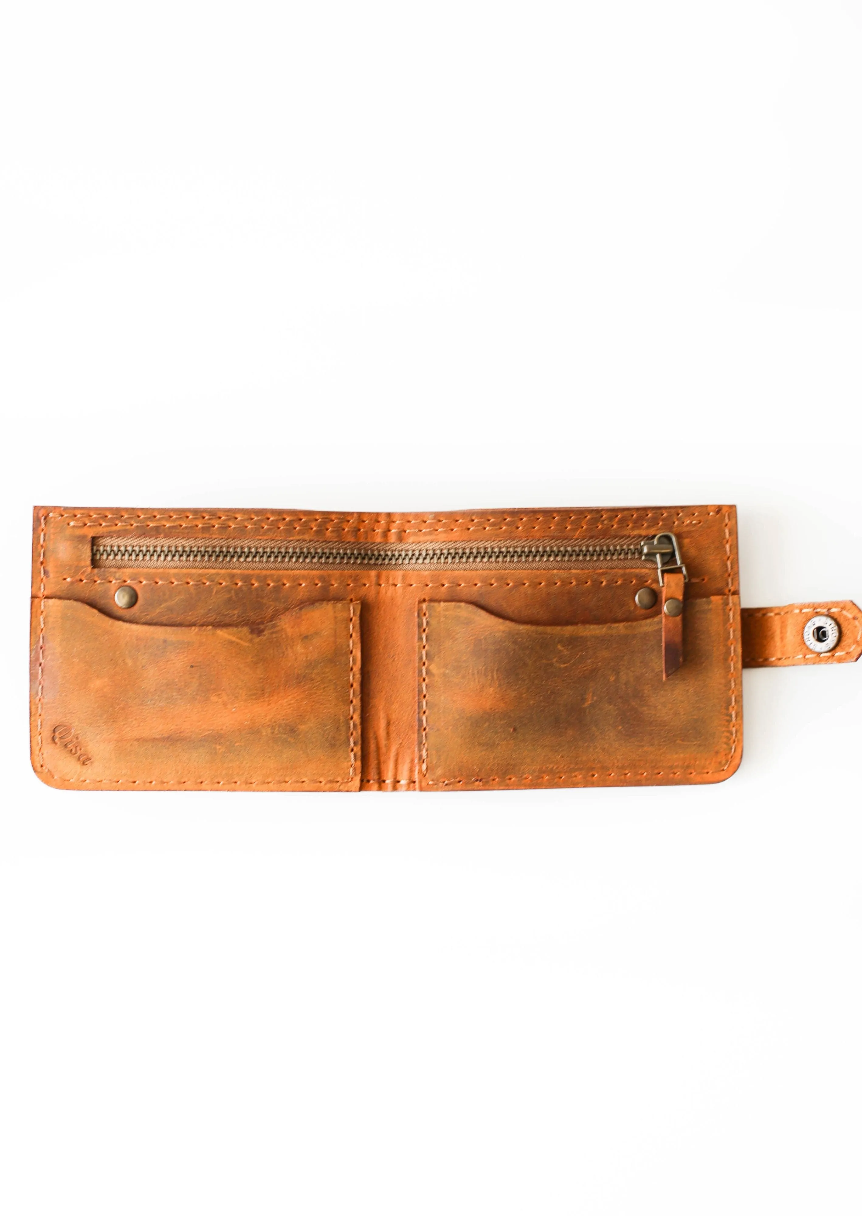 Bifold leather Wallet - Cognac Brown