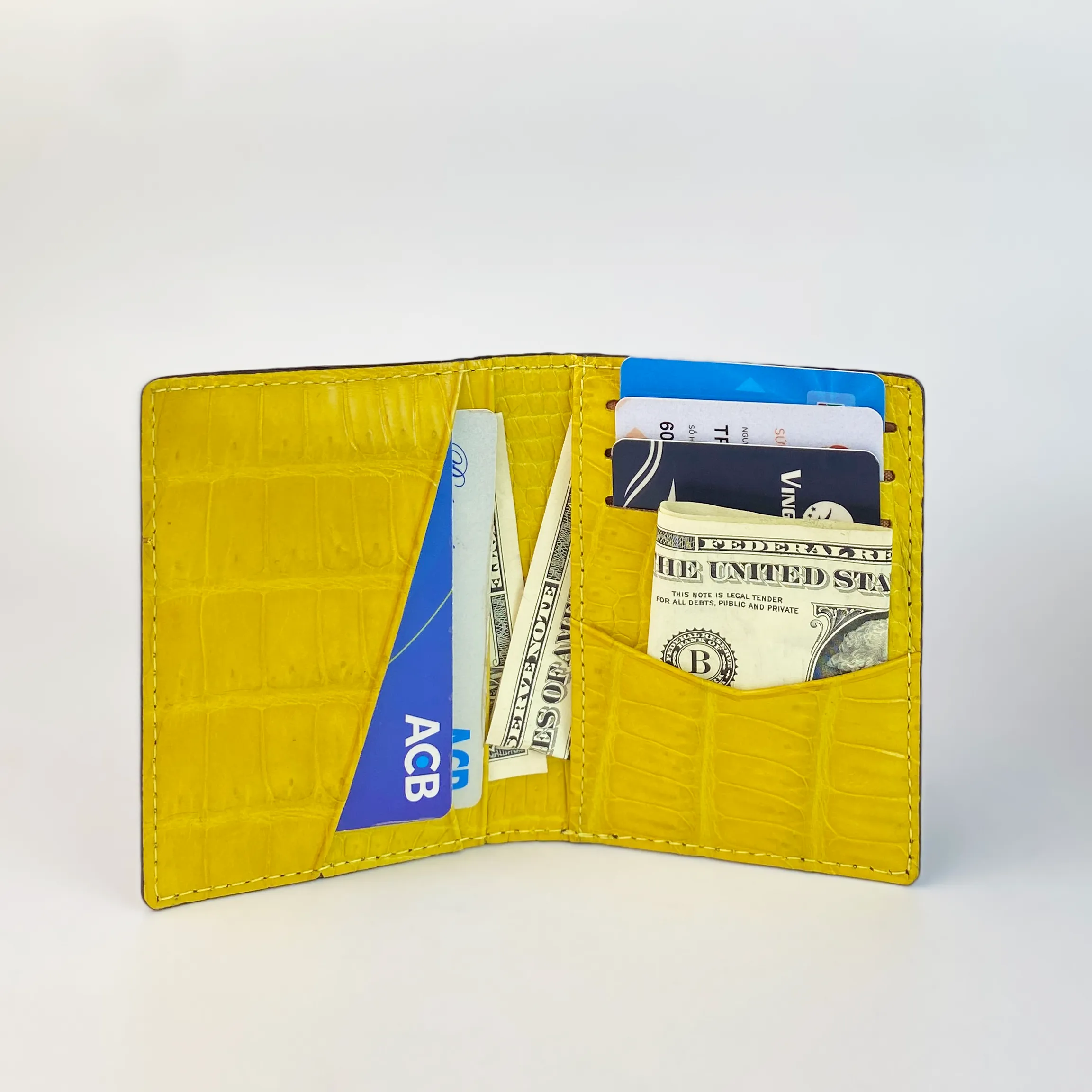 Black & Yellow Double Side Alligator Leather Credit Card Holder | RFID Blocking | CARD-19