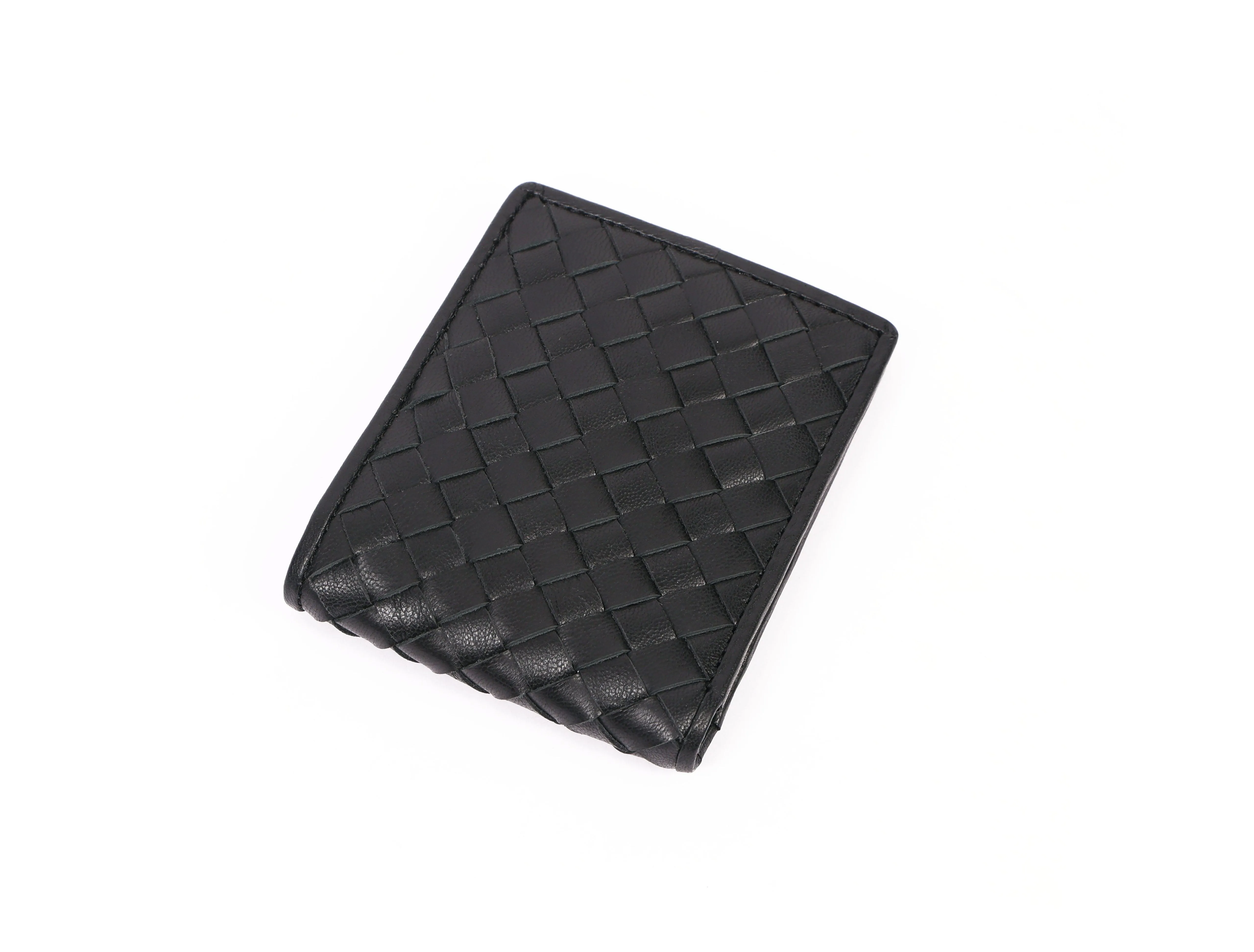 Black Braided Leather Wallet, Art:- LA-1409