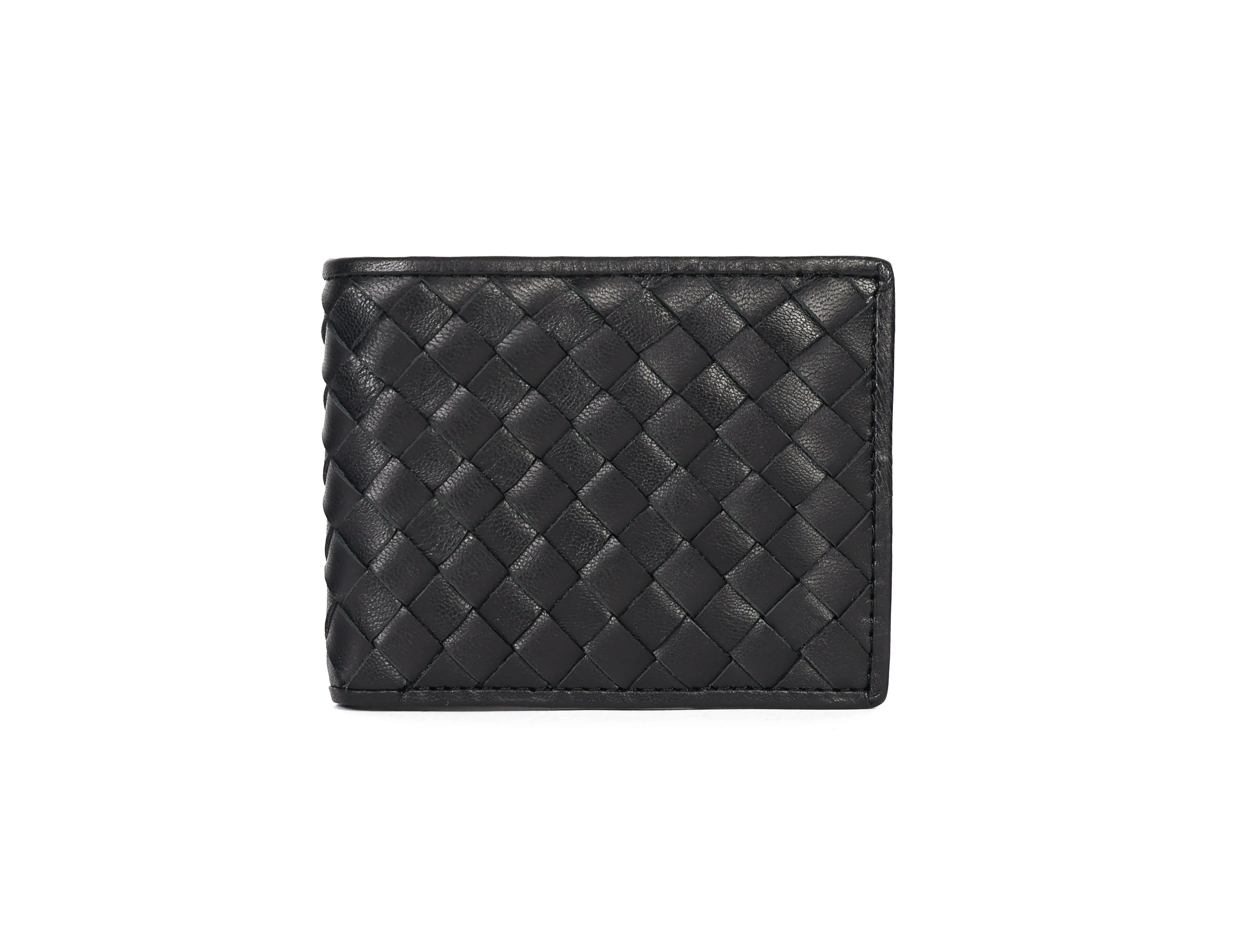 Black Braided Leather Wallet, Art:- LA-1409