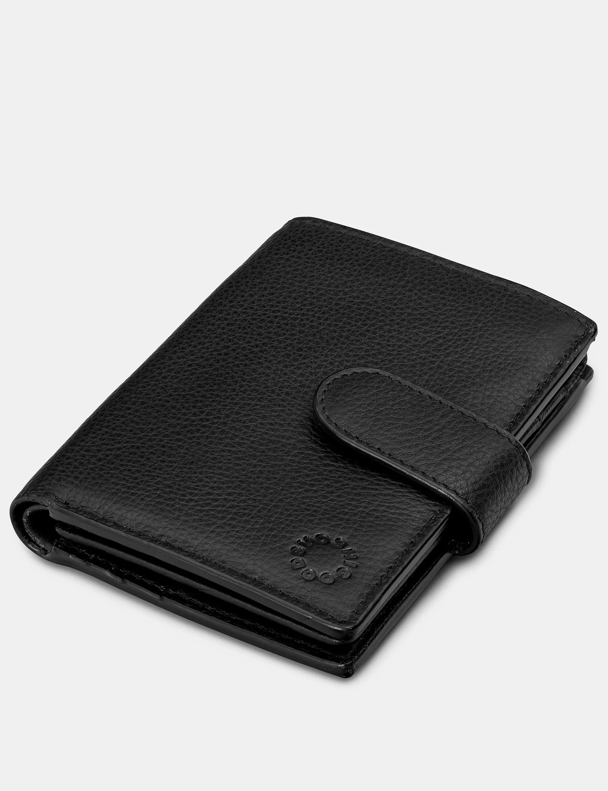 Black Leather Card Holder Wallet With Tab