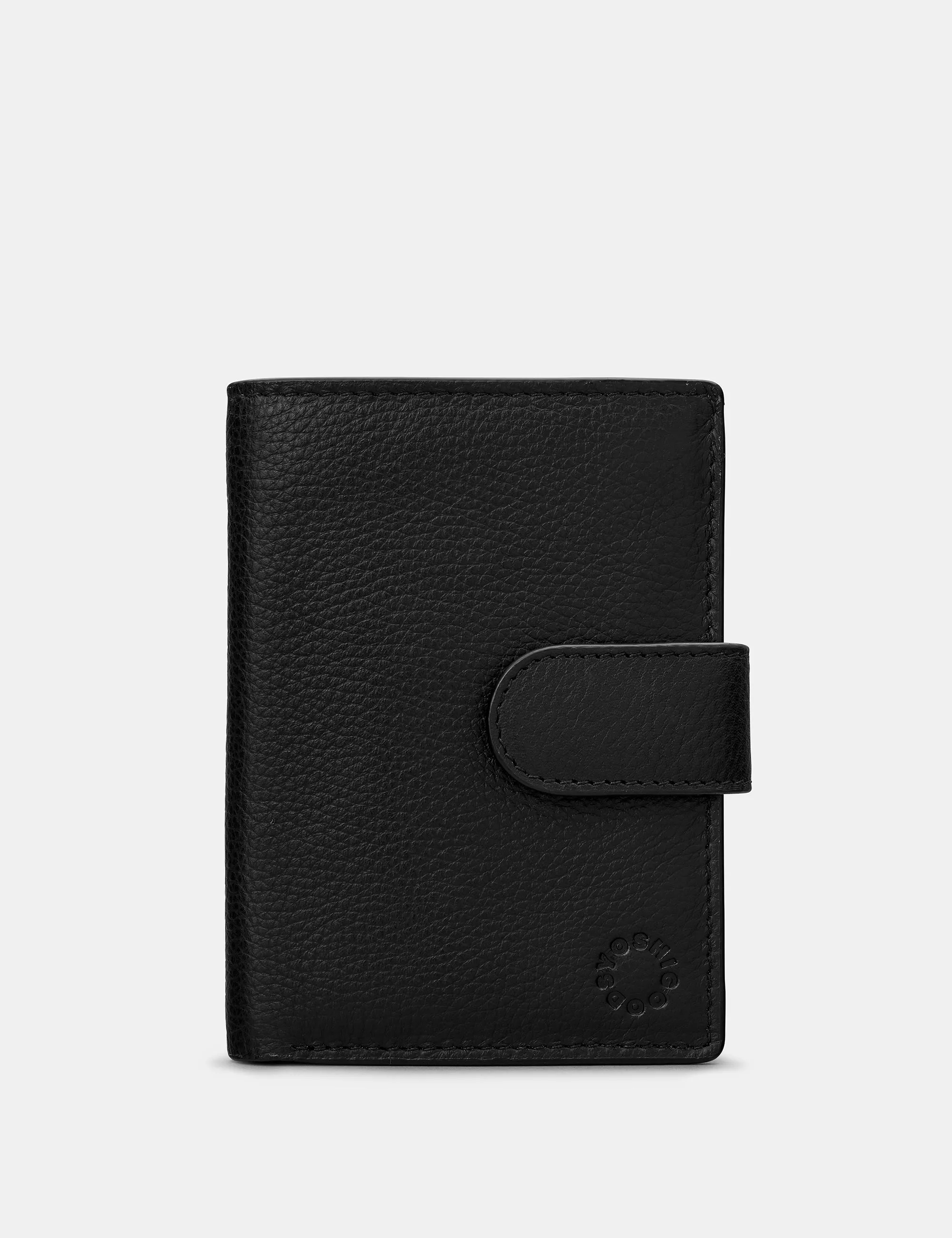 Black Leather Card Holder Wallet With Tab