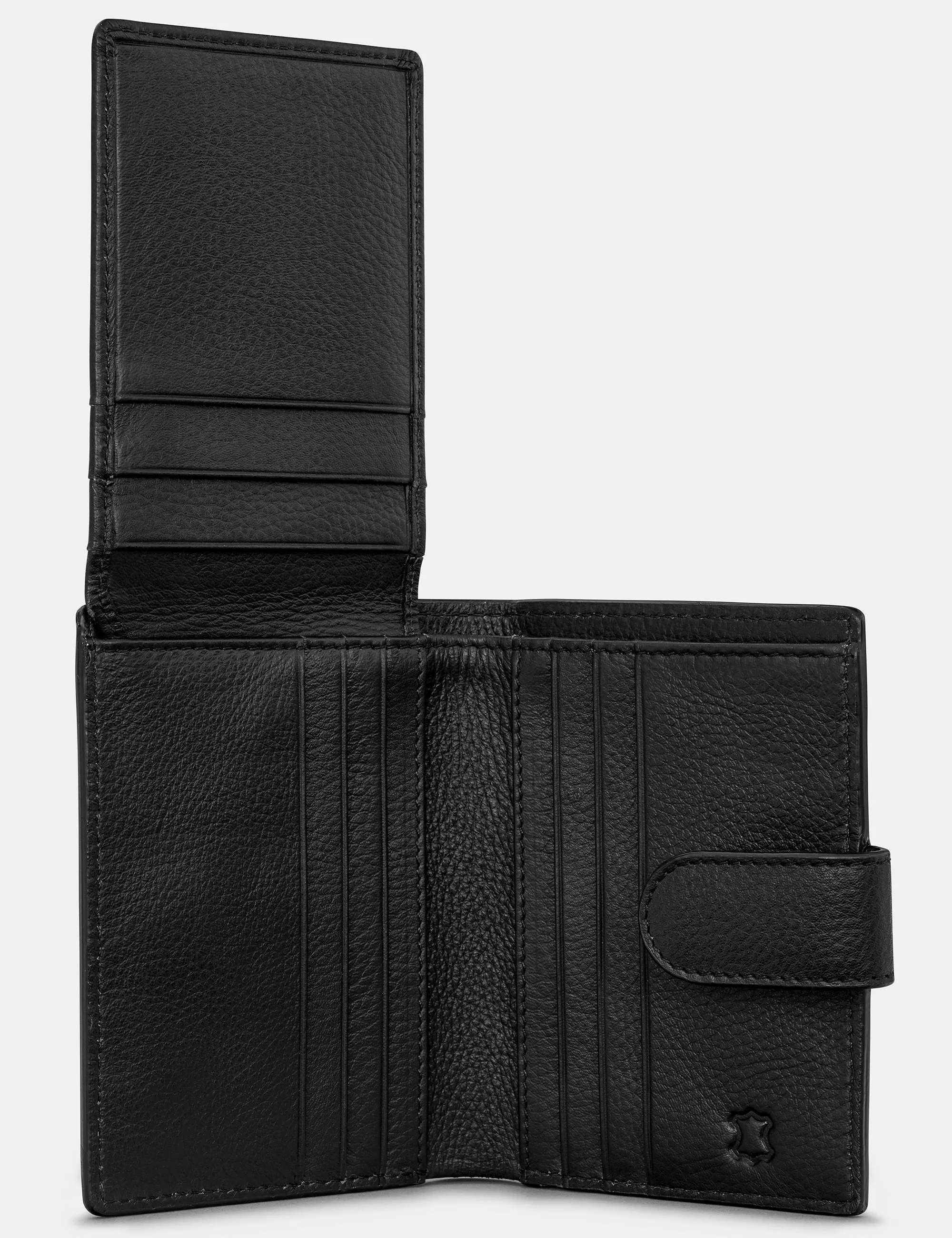 Black Leather Card Holder Wallet With Tab