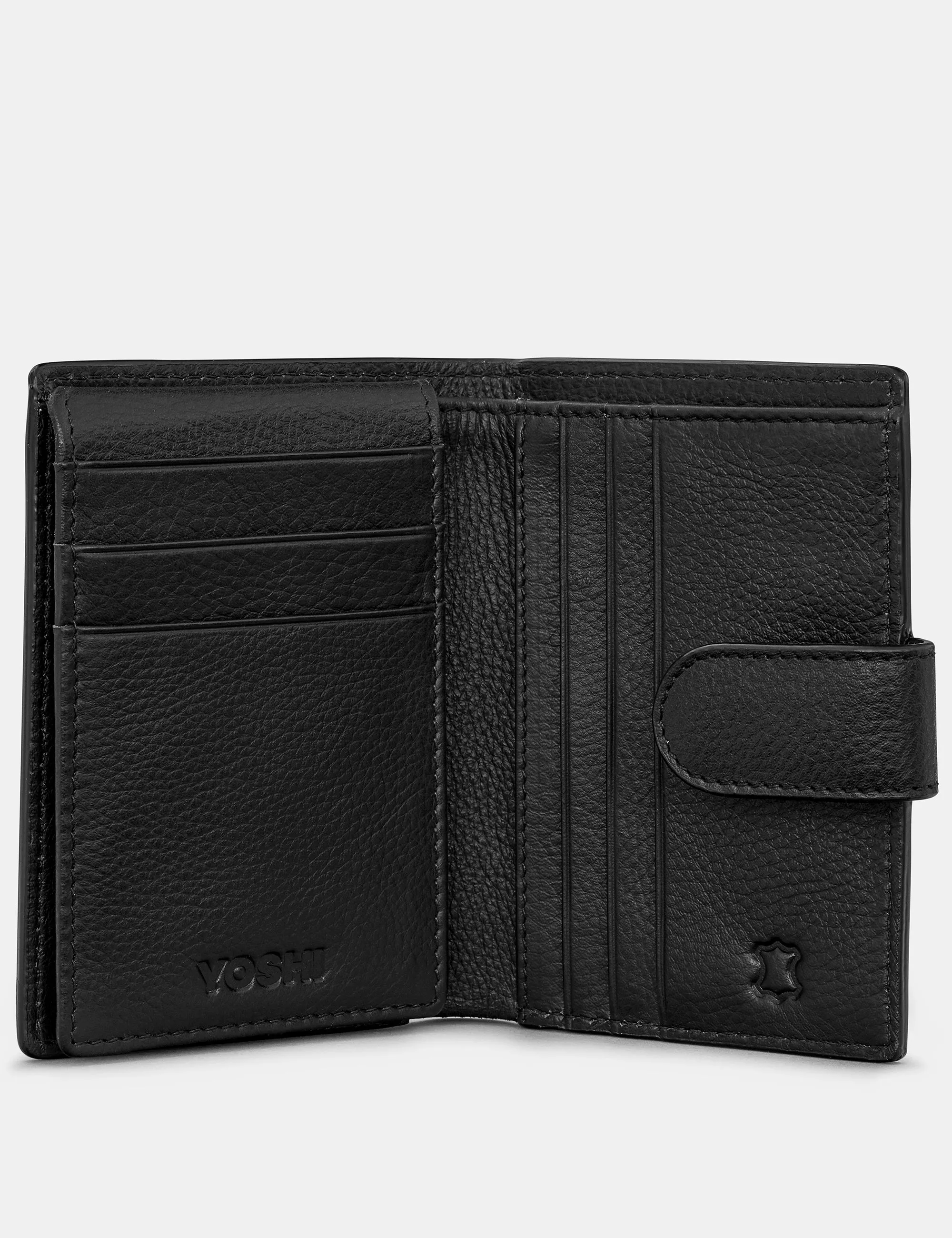 Black Leather Card Holder Wallet With Tab