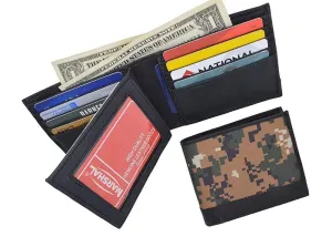 Camouflage RFID Blocking Soft Leather Men's Camo Multi-Card Compact Center Flip ID Card Holder Bifold Military Style Wallet