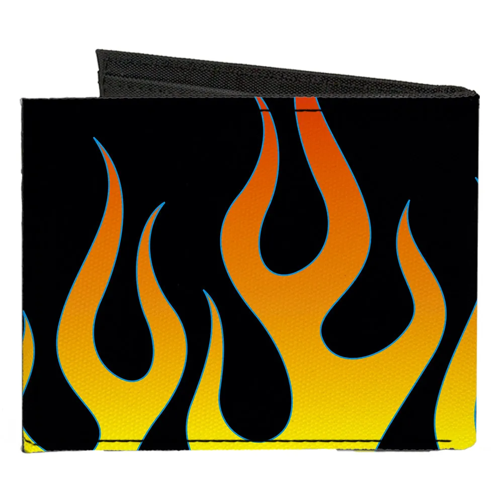 Canvas Bi-Fold Wallet - Flames Black Yellow Orange by Buckle-Down