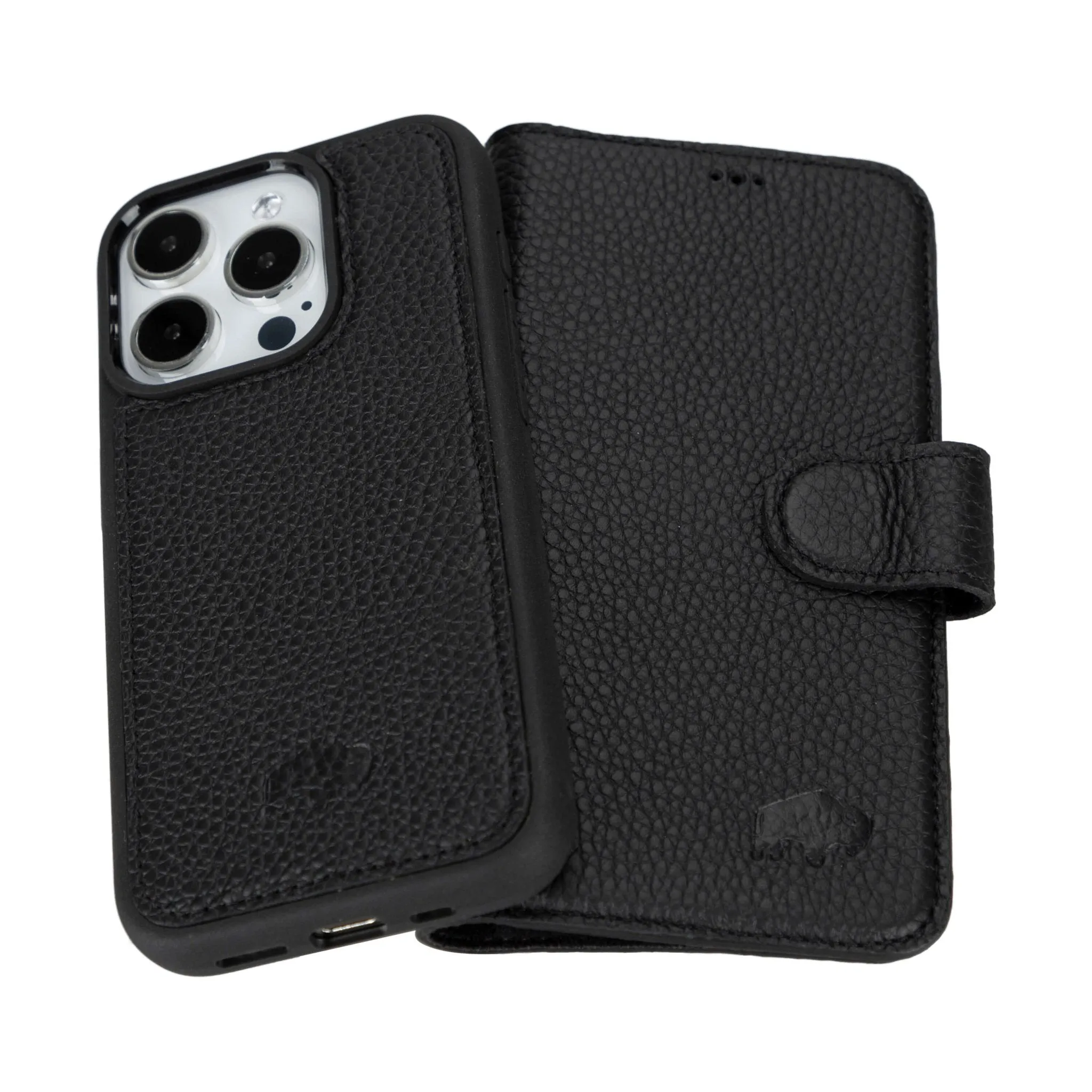 Carter iPhone 15 Pro Wallet Case, Pebble Black