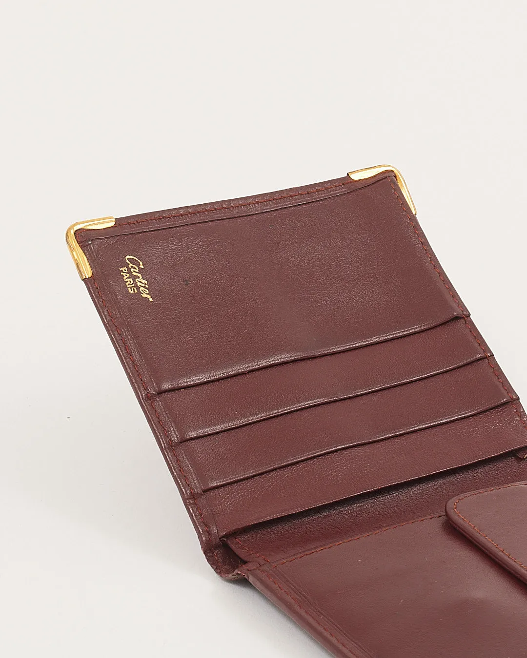 Cartier Burgundy Leather Bi Fold Wallet