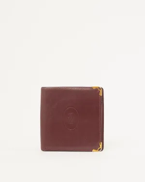 Cartier Burgundy Leather Bi Fold Wallet