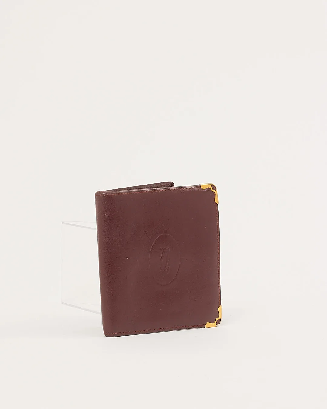 Cartier Burgundy Leather Bi Fold Wallet