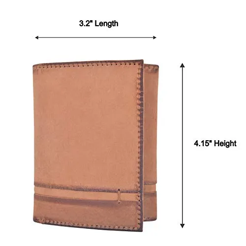 Cazoro Genuine Leather Mens RFID Blocking Slim Trifold Wallet 8 Cards 1 ID Window 2 Bill Pockets