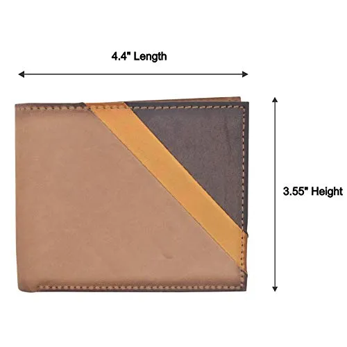 Cazoro Men's Slim Pocket Hunter Leather Bifold Travel Credit Card thin Wallet RFID Safe