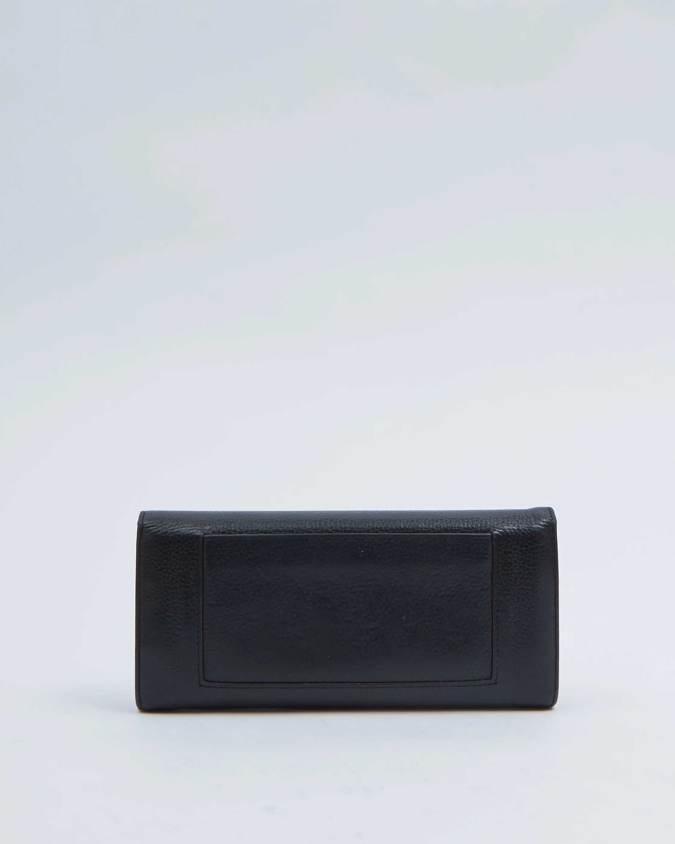 Celine Black Grained Leather Continental Flap Wallet