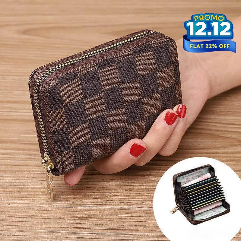 Checkered Pattern Multi-Pocket Wallet