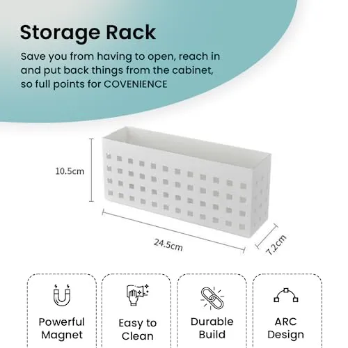 CHESTON Magnetic Carbon Storage Organizer - Multi-Item Rack for Fridge, Washing Machine & Microwave,Oven | Magnetic Side Shelves (Set of 2)