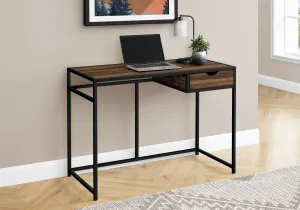 Computer Desk, Home Office, Laptop, Storage Drawer, 42"l, Work, Brown Laminate, Black Metal, Contemporary, Modern