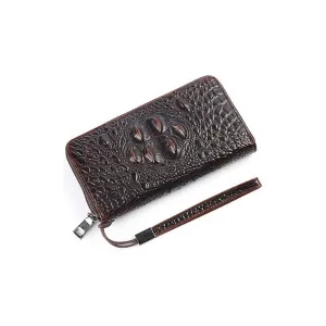 CrocLuxe Vintage Crocodile Leather Long Clutch Wallet