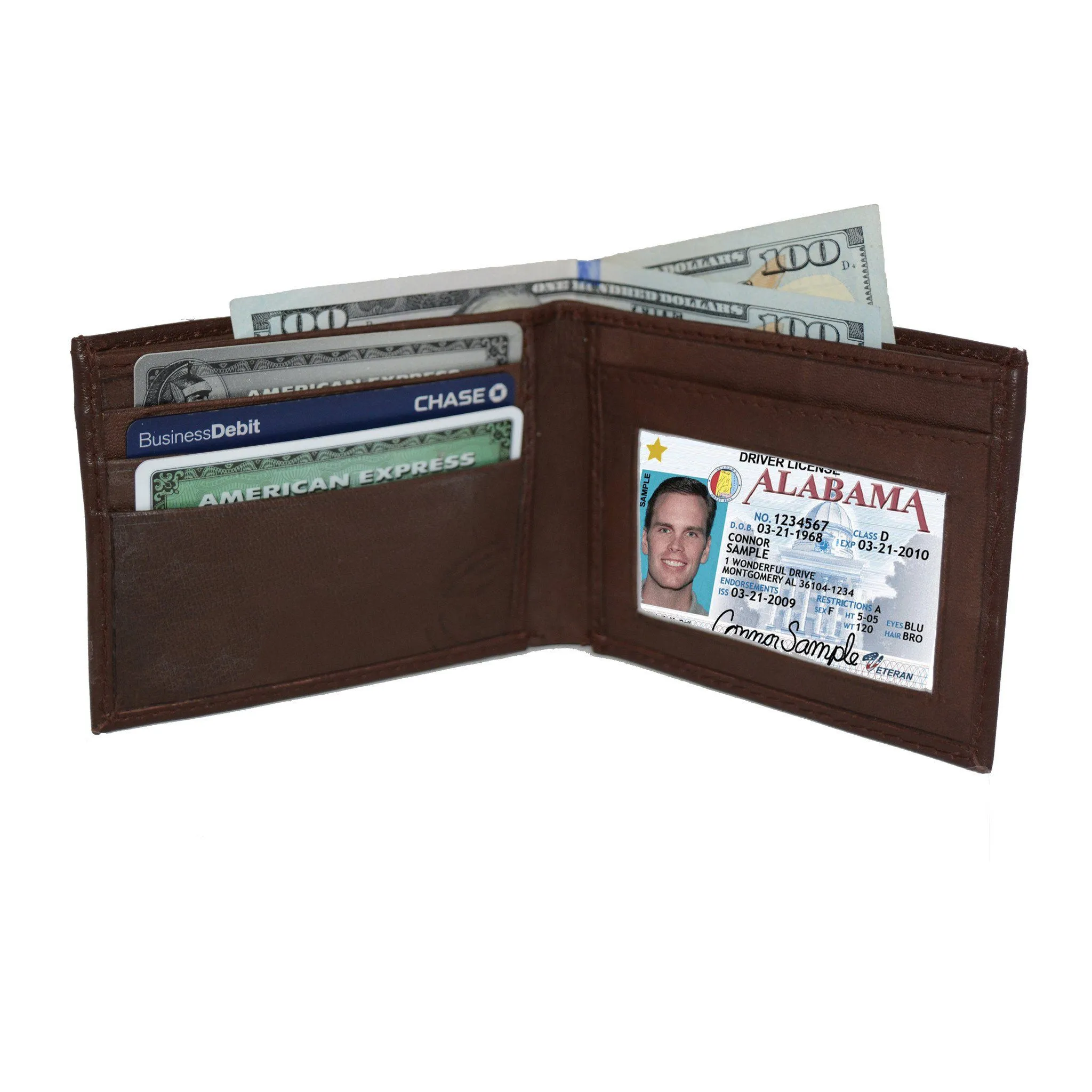 Deluxe RFID-Blocking Genuine Leather Bi-fold - Brown