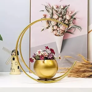 Designer Moon vase Gold Metal Moon Shape Flower Pot