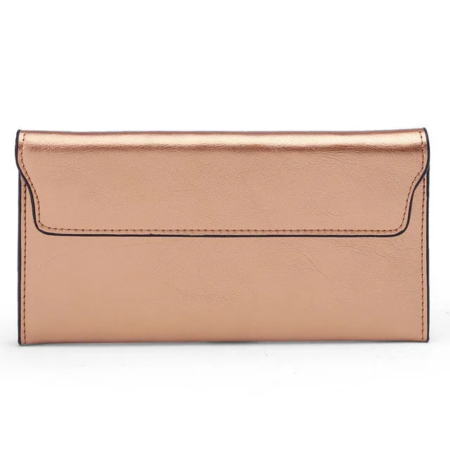 ESUFEIR 2017 Genuine Leather Women Wallet Long Purse Vintage Solid Cowhide multiple Cards Holder Clutch Fashion Standard Wallet