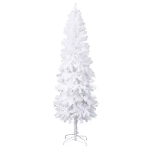 everyday 9 Ft Pencil Christmas Tree, 1036 PVC Branches Artificial Slim Xmas Tree for Home, Office, Christmas Party, Green White 7 ft