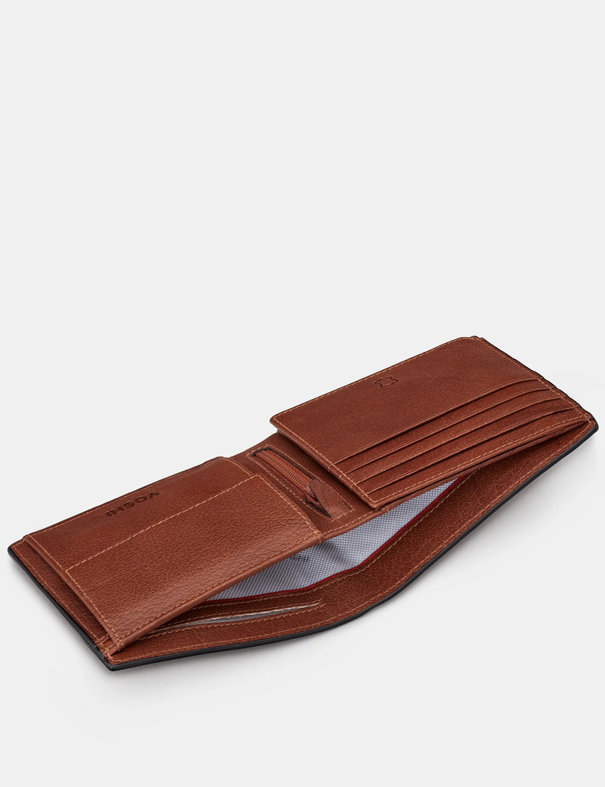 Extra Capacity Brown Leather Wallet With Coin Pocket