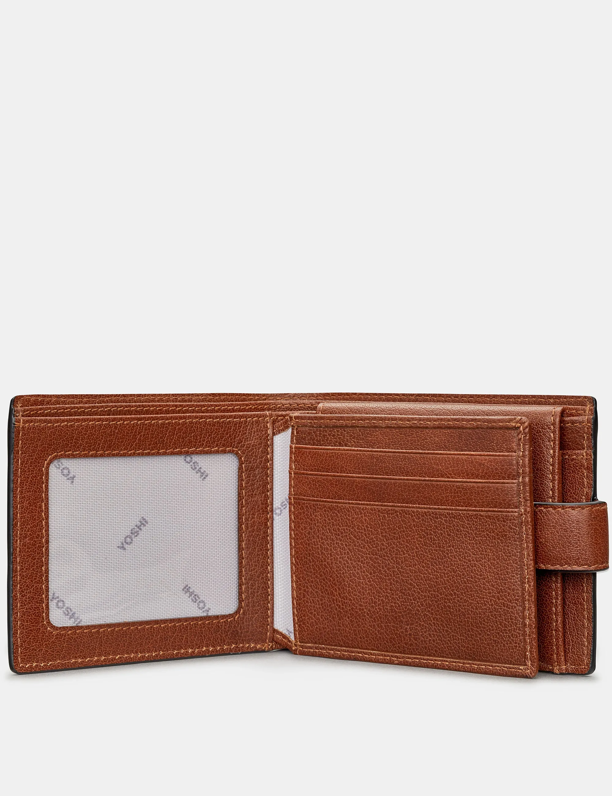 Extra Capacity Brown Leather Wallet With Tab