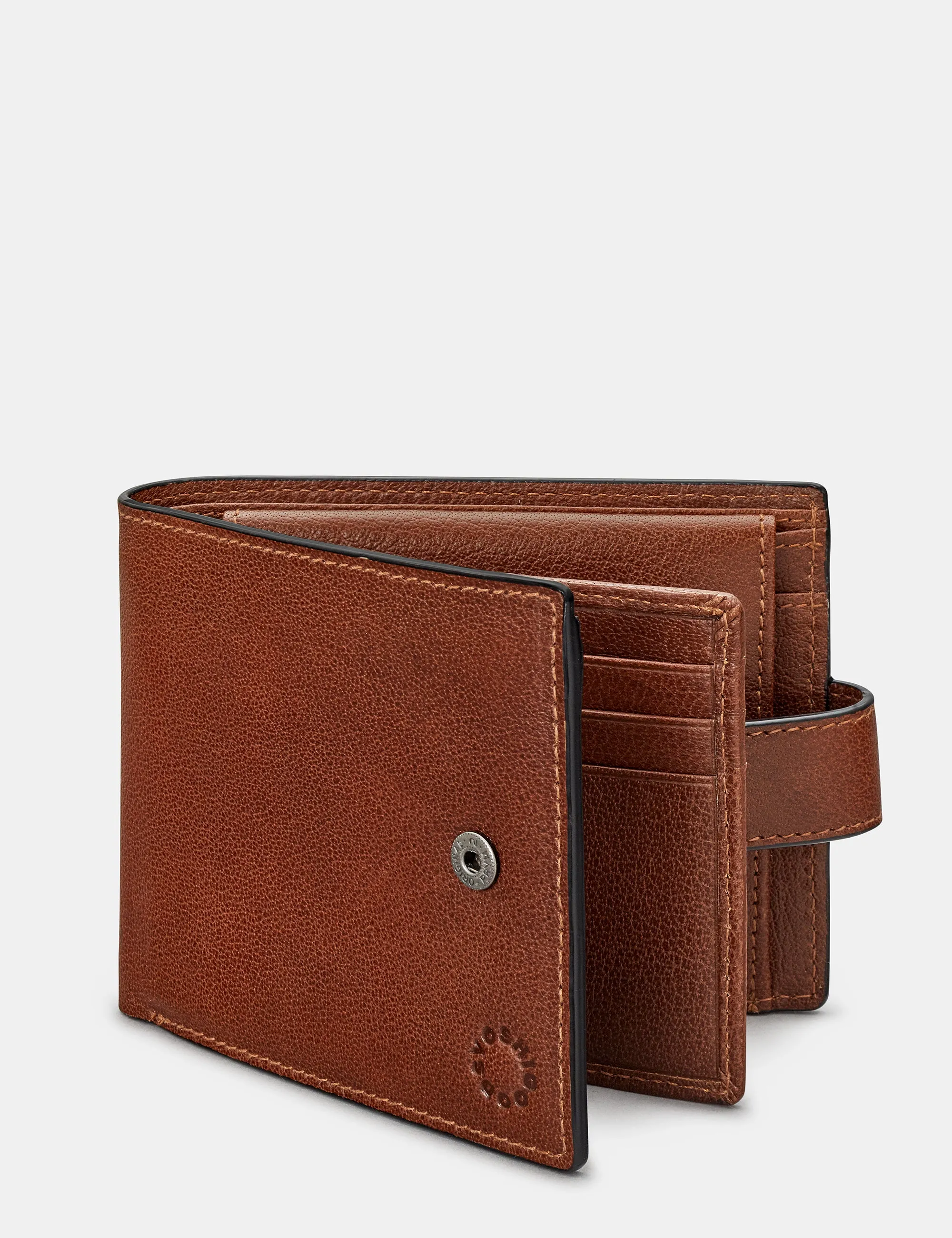 Extra Capacity Brown Leather Wallet With Tab