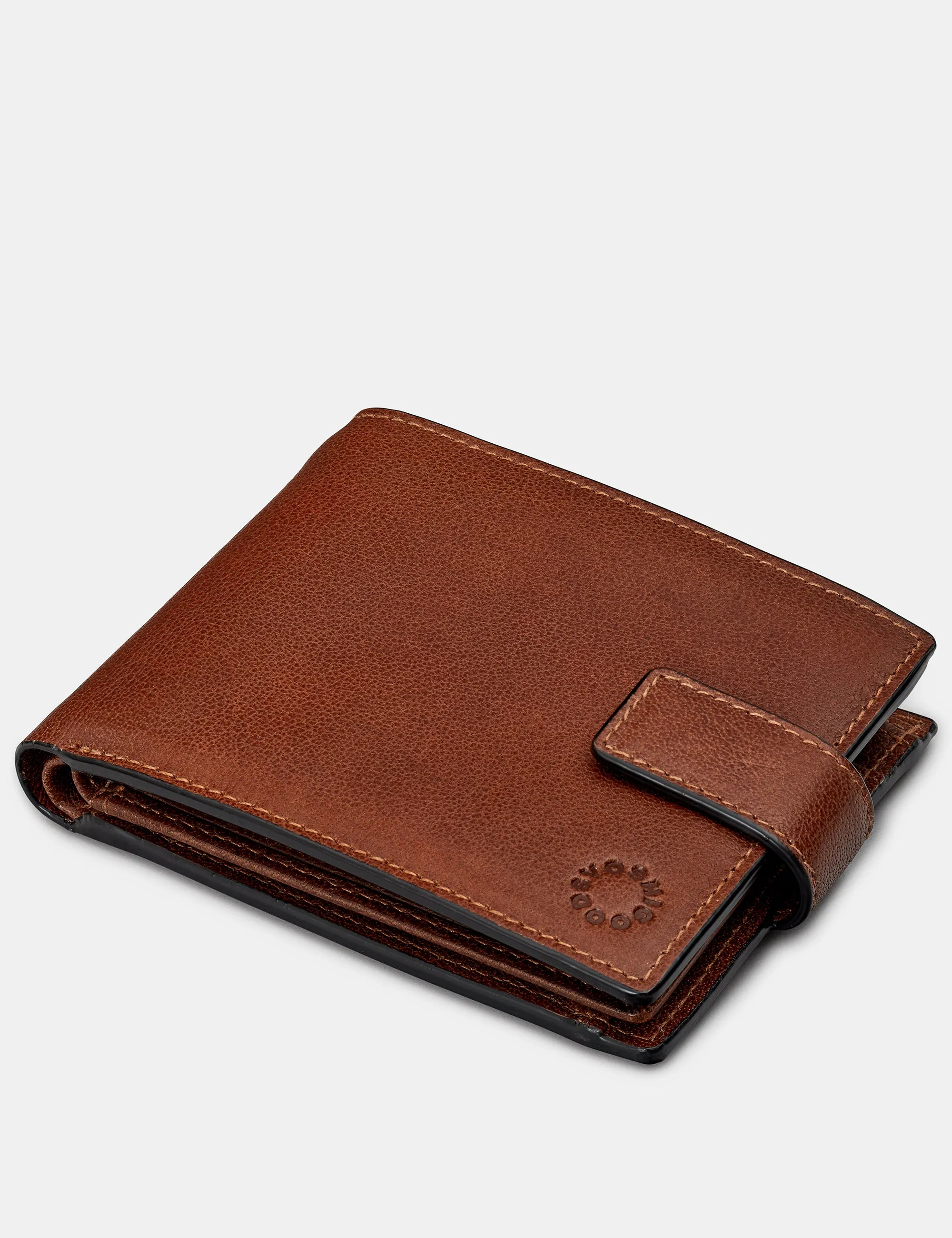 Extra Capacity Brown Leather Wallet With Tab