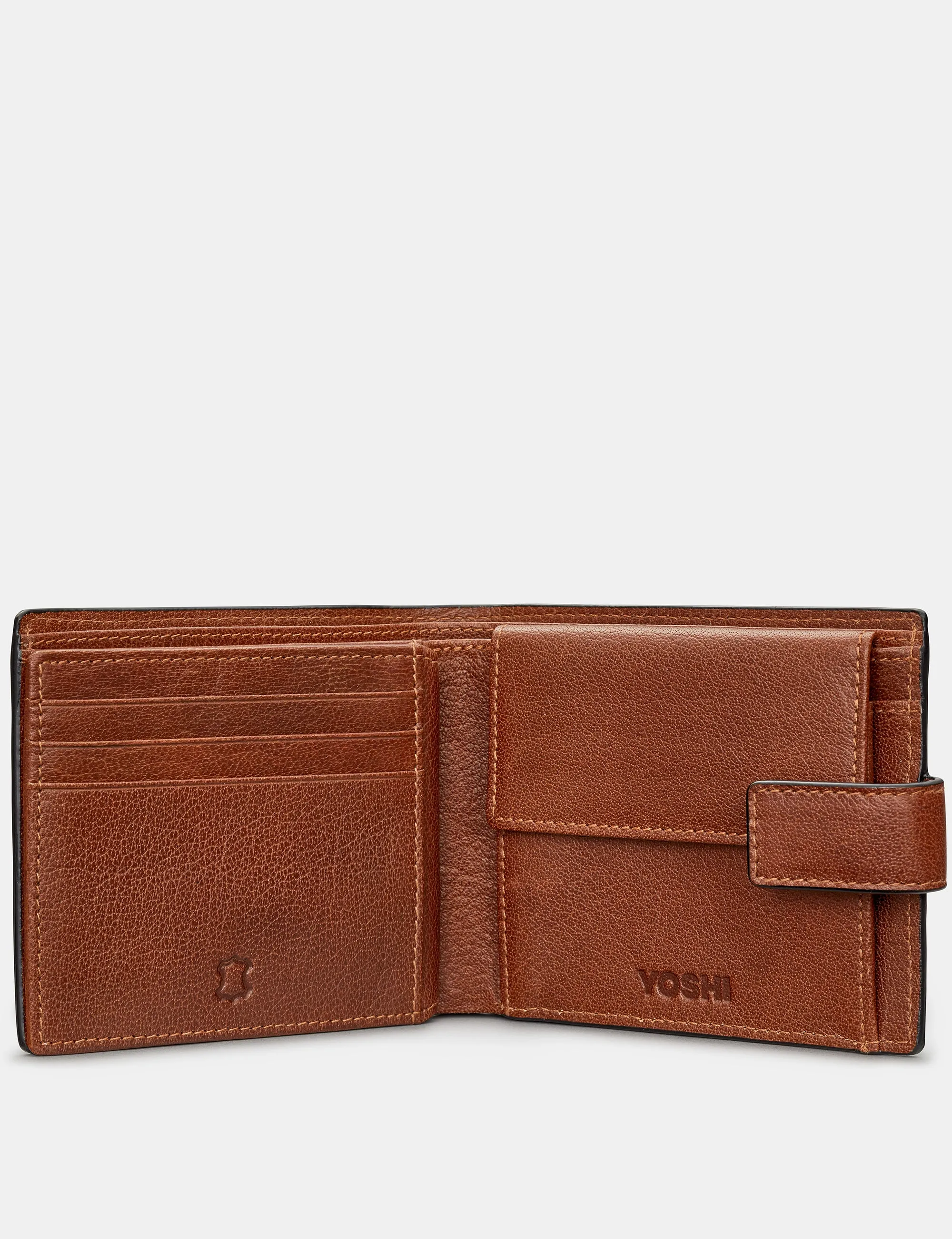 Extra Capacity Brown Leather Wallet With Tab