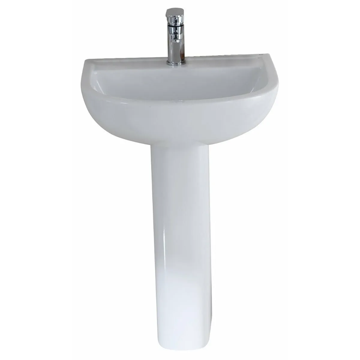 Frontline White Compact Full Pedestal Basin - 1 Tap Hole-550mm