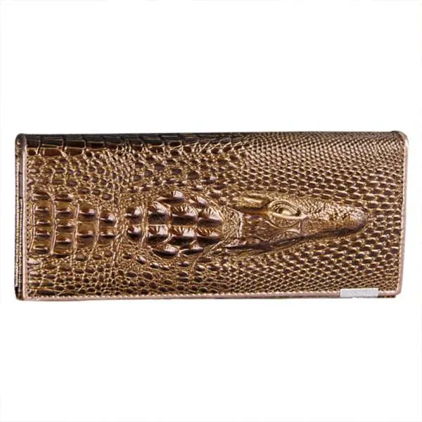 Genuine Leather 3D Embossing Alligator Ladies Crocodile Long Clutch Wallets Women Wallet Female Coin Purses Holders Brand