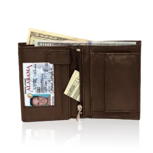 Genuine RFID-Blocking Men's Extra Capacity Leather Wallet - Brown