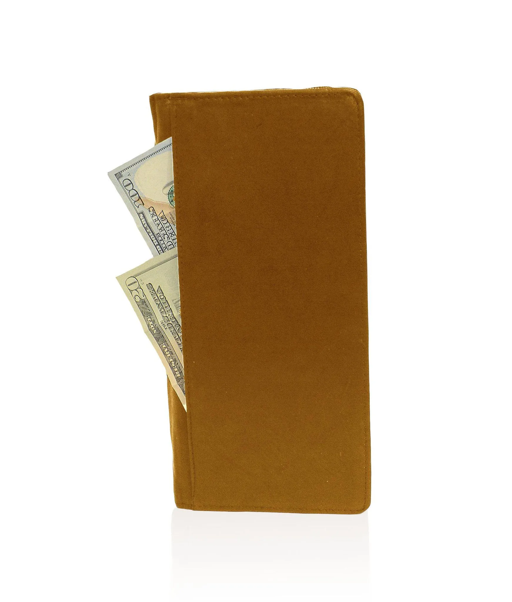 Genuine RFID-Blocking Men's Leather Bifold Wallet Organizer Checkbook Card Case - Brown