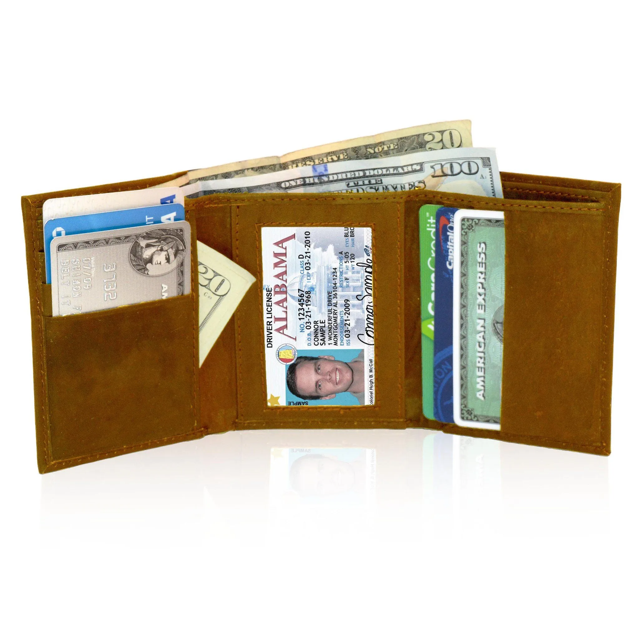 Genuine RFID-Blocking Tri-fold Leather Wallet