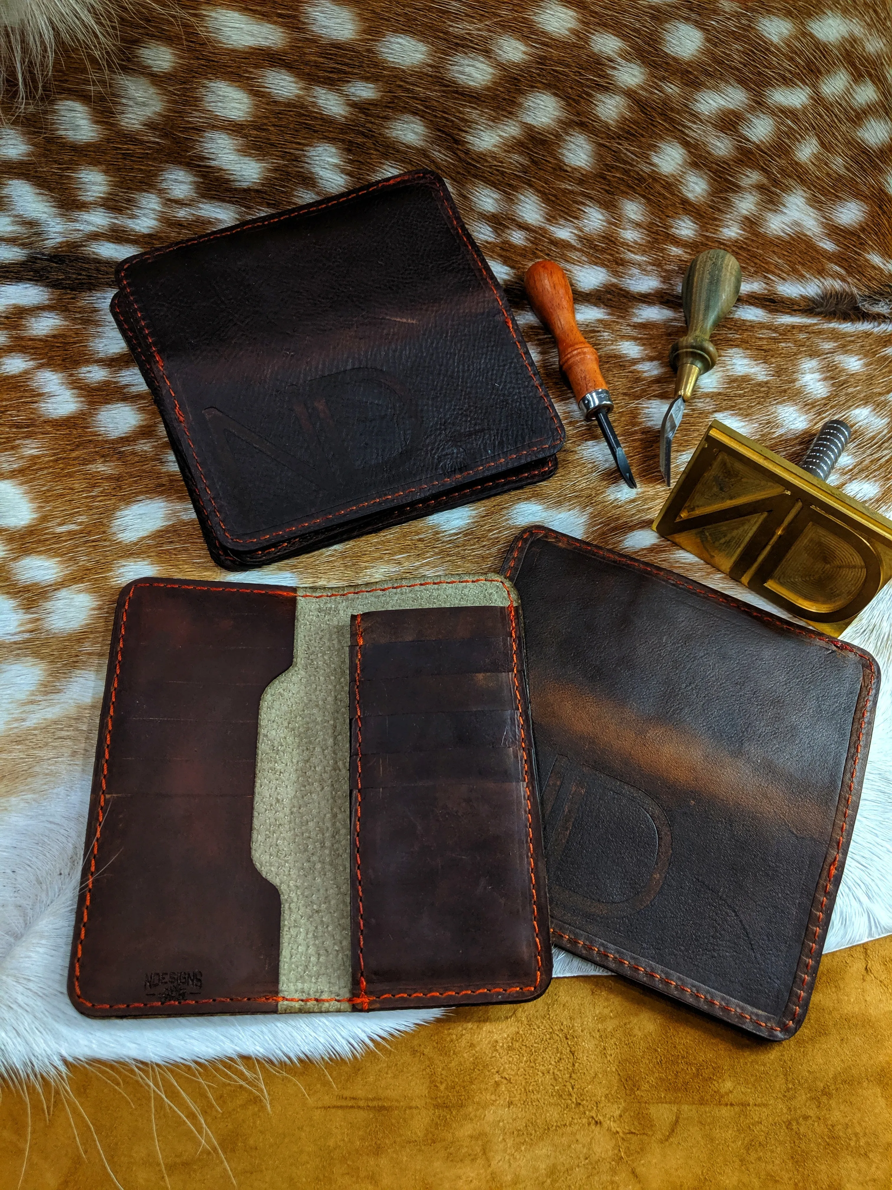 Handmade Brown Carter Wade Long Genuine Leather Wallet