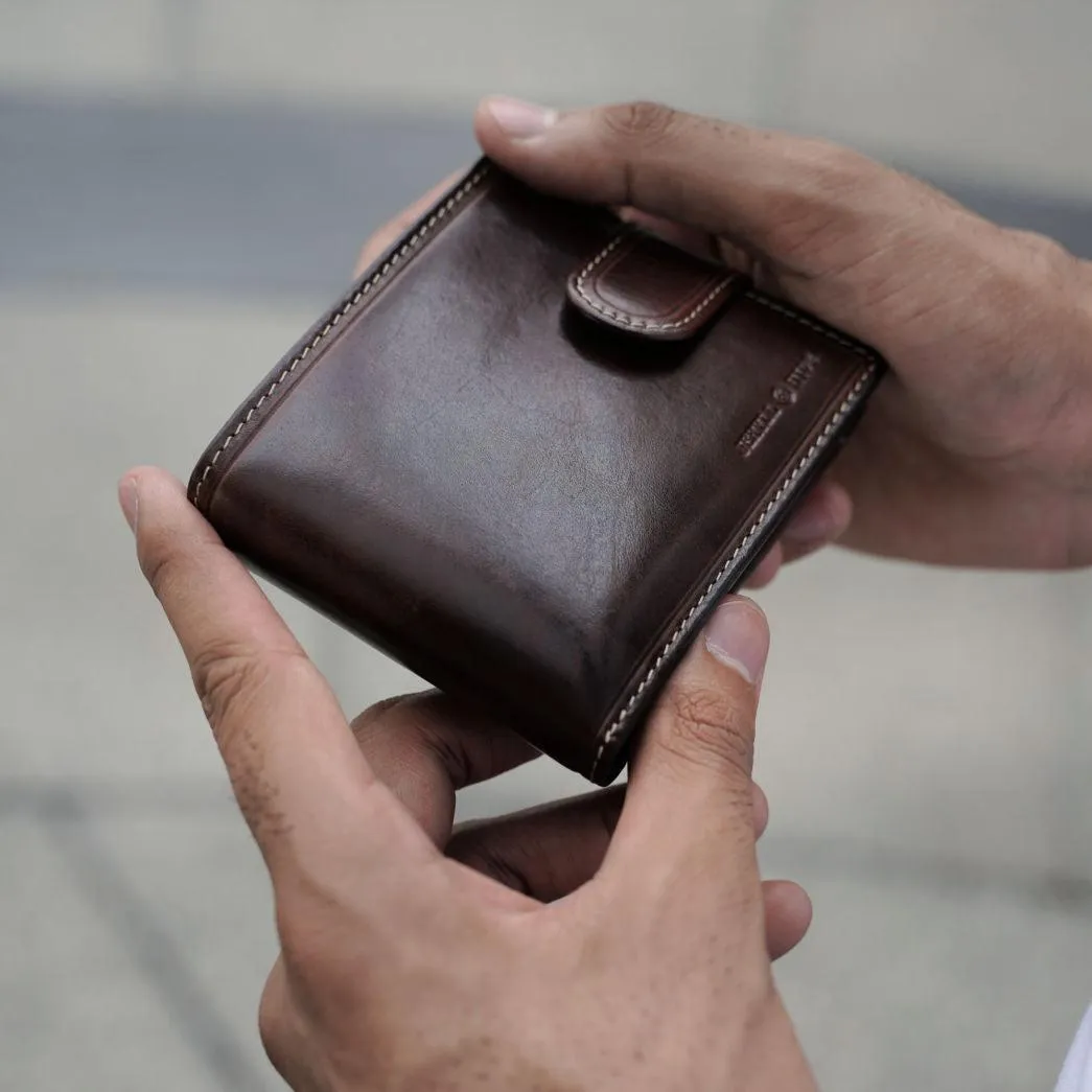 Jekyll & Hide Oxford Billfold Wallet With Coin And Tab Closure, Coffee